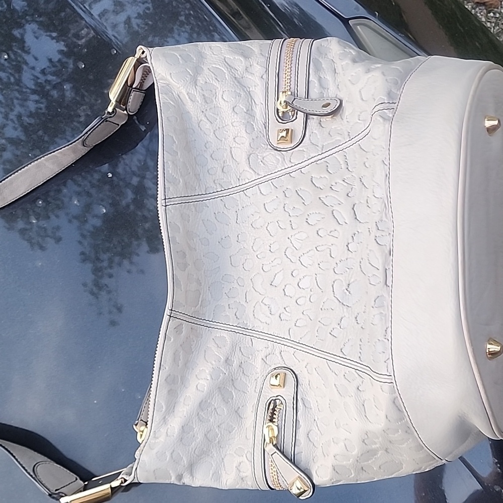 Betsey Johnston Y2K Bucket Bag Studs Leather Gray Used